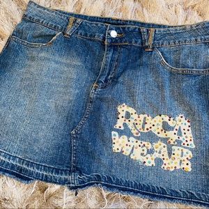 Vintage Roca Wear Denim Rhinestone Mini Skirt